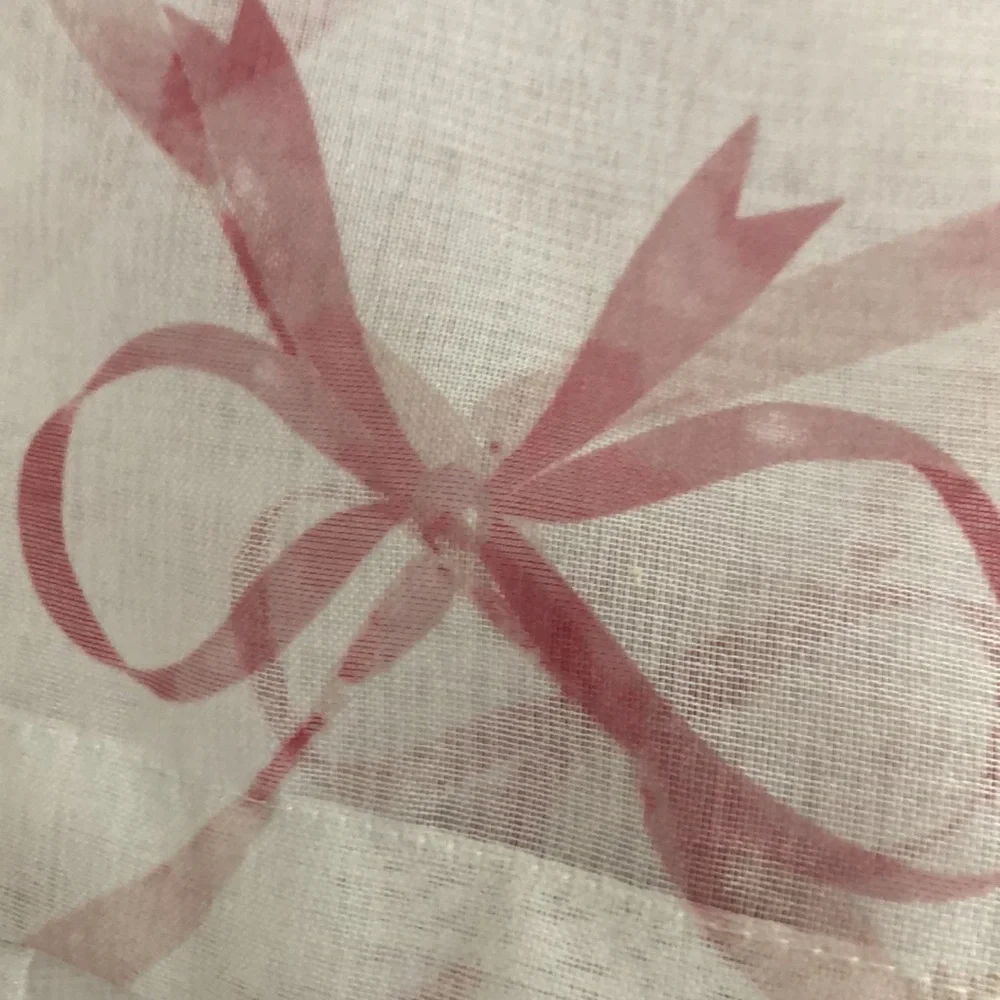 Pink Ribbon Bow Print Window Curtains